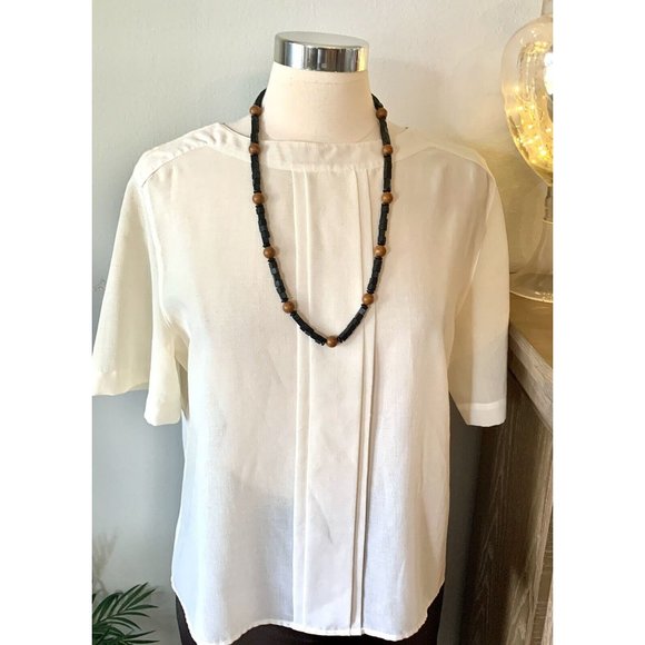 vintage Bohemian Wooden beaded Necklace Exotic Black Brown Mixed Shapes - Picture 8 of 9